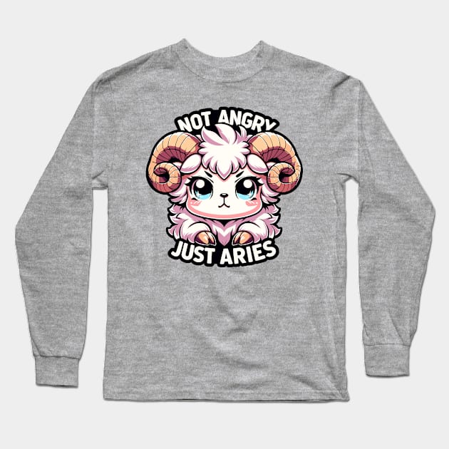 Aries Zodiac Cute Ram Tee - Astrology Graphic Gift Long Sleeve T-Shirt by Kicosh